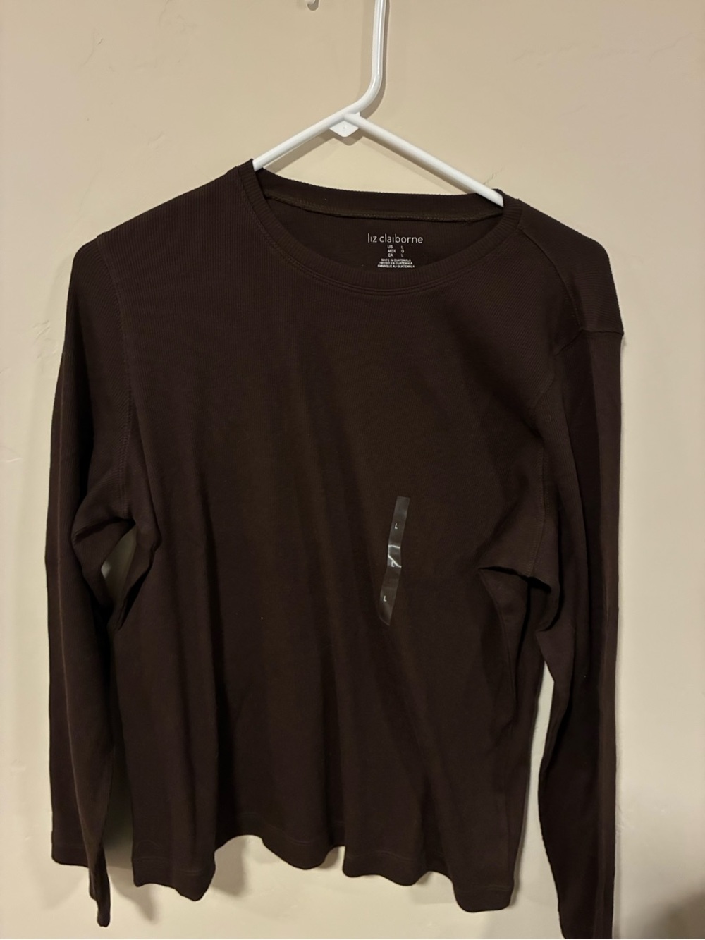 Liz Claiborne Men's Long-Sleeve Crewneck Shirt - Brown